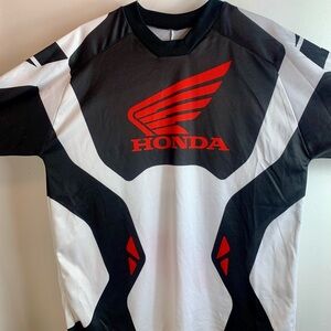 Men's Honda One Industries Black and White Motocross Jersey Long Sleeve Shirt M